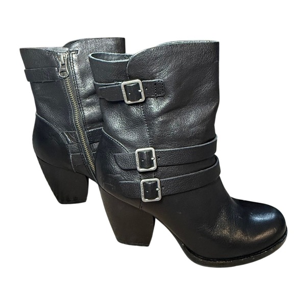 Kork-Ease Shoes - Kork-Ease‎ Leather Heel Triple Buckle Moto Biker Boots Western Revival Women 7